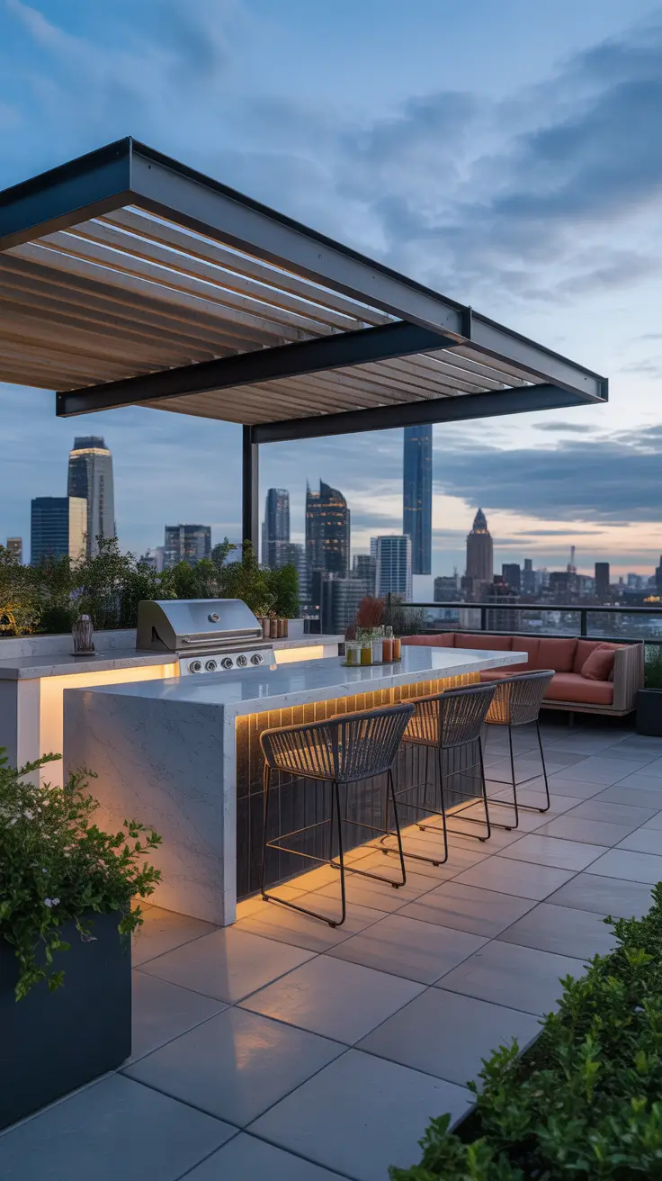 Outdoor BBQ Area With Roof 2026: Modern Covered Grill And Rooftop Ideas