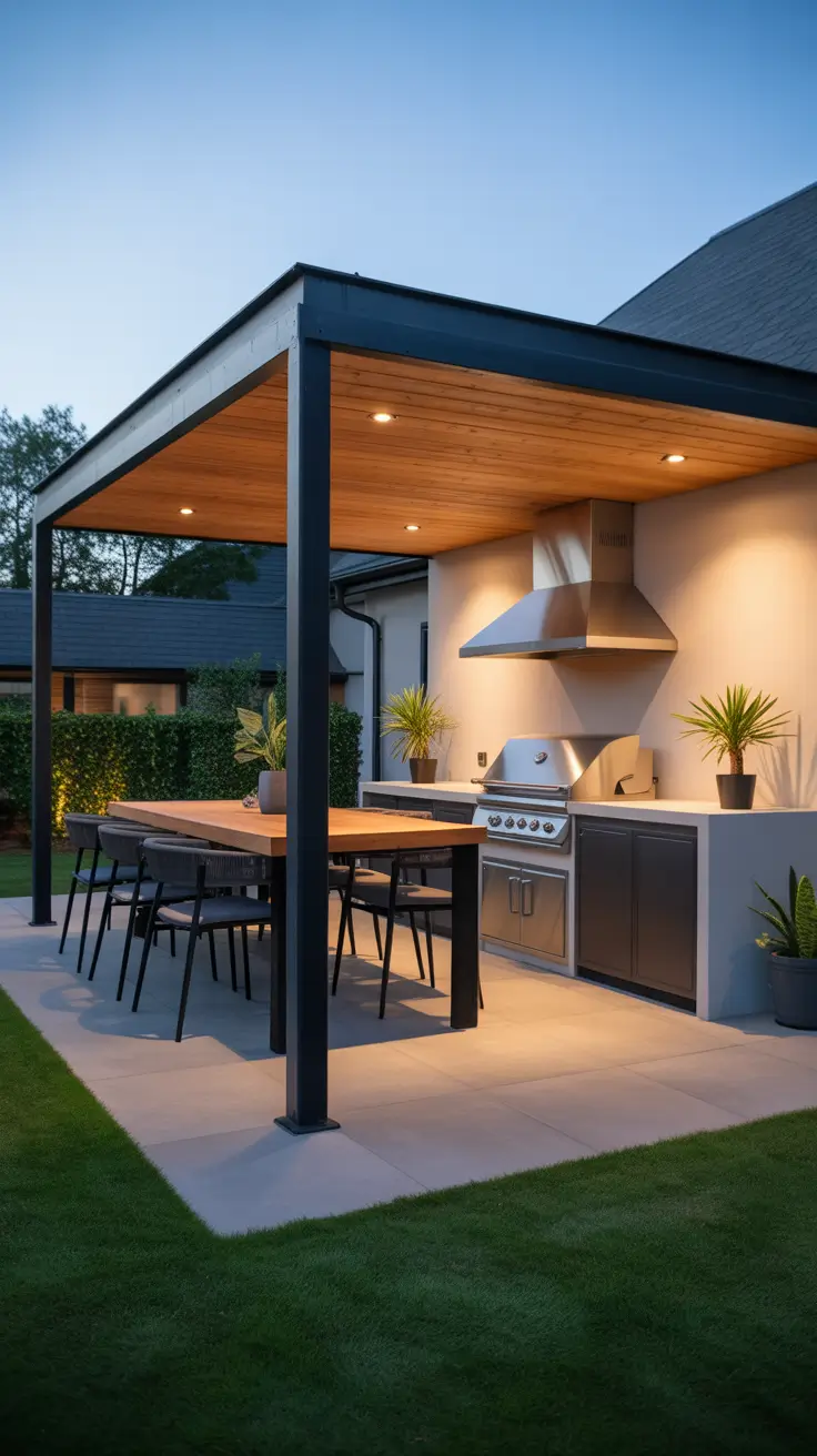 Outdoor BBQ Area With Roof 2026: Modern Covered Grill And Rooftop Ideas