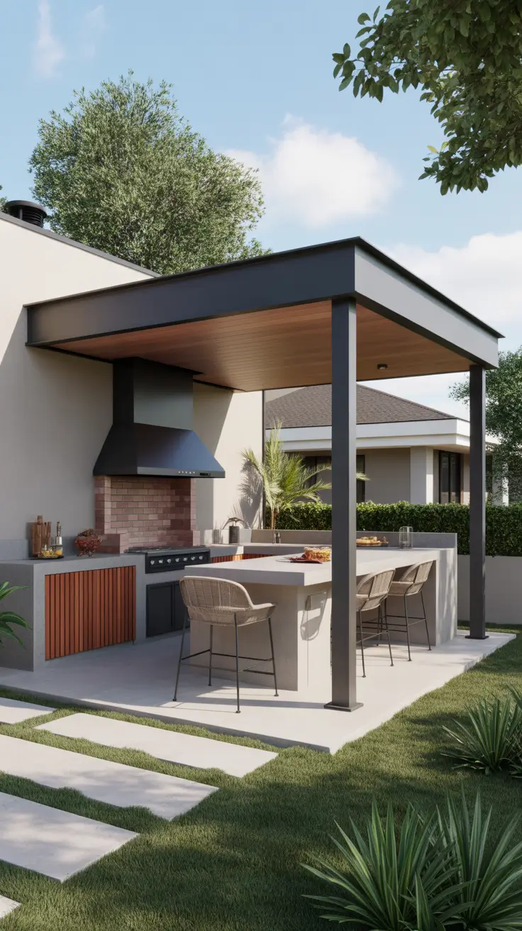 Outdoor BBQ Area With Roof 2026: Modern Covered Grill And Rooftop Ideas