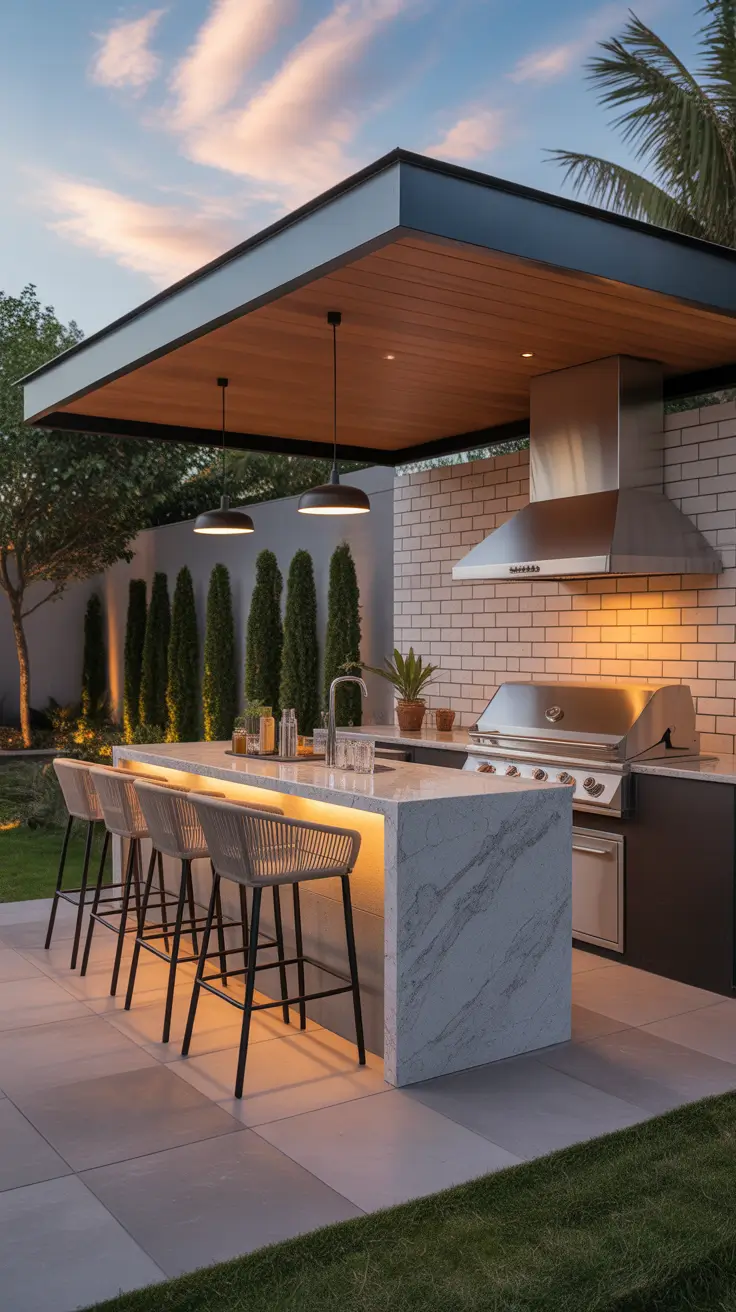 Outdoor BBQ Area With Roof 2026: Modern Covered Grill And Rooftop Ideas