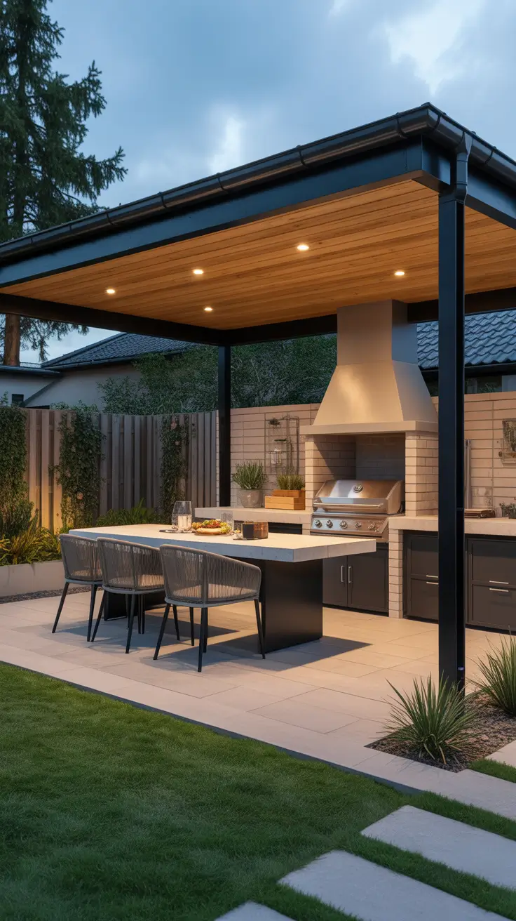 Outdoor BBQ Area With Roof 2026: Modern Covered Grill And Rooftop Ideas