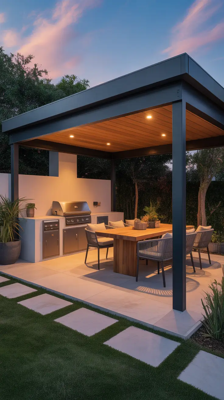 Outdoor BBQ Area With Roof 2026: Modern Covered Grill And Rooftop Ideas