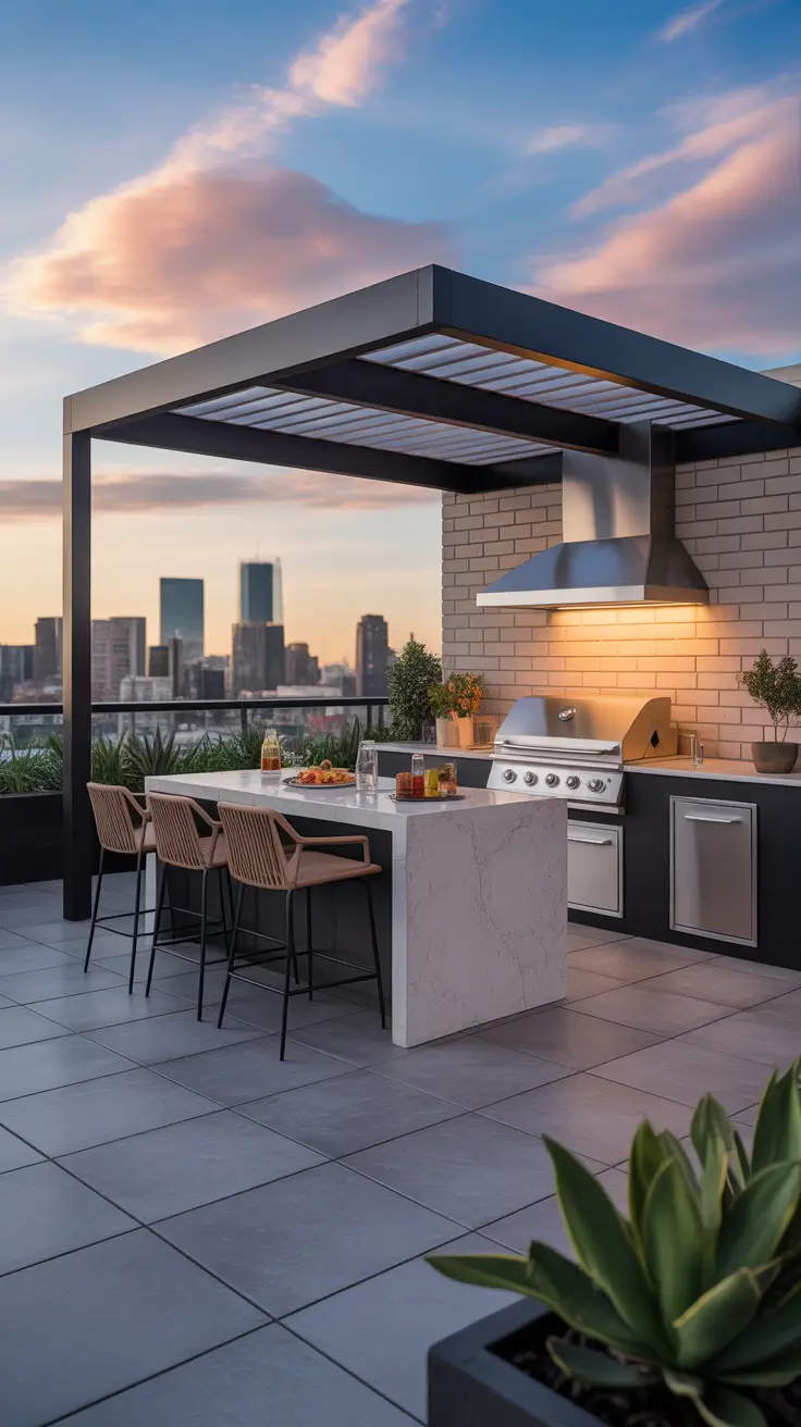 Outdoor BBQ Area With Roof 2026: Modern Covered Grill And Rooftop Ideas