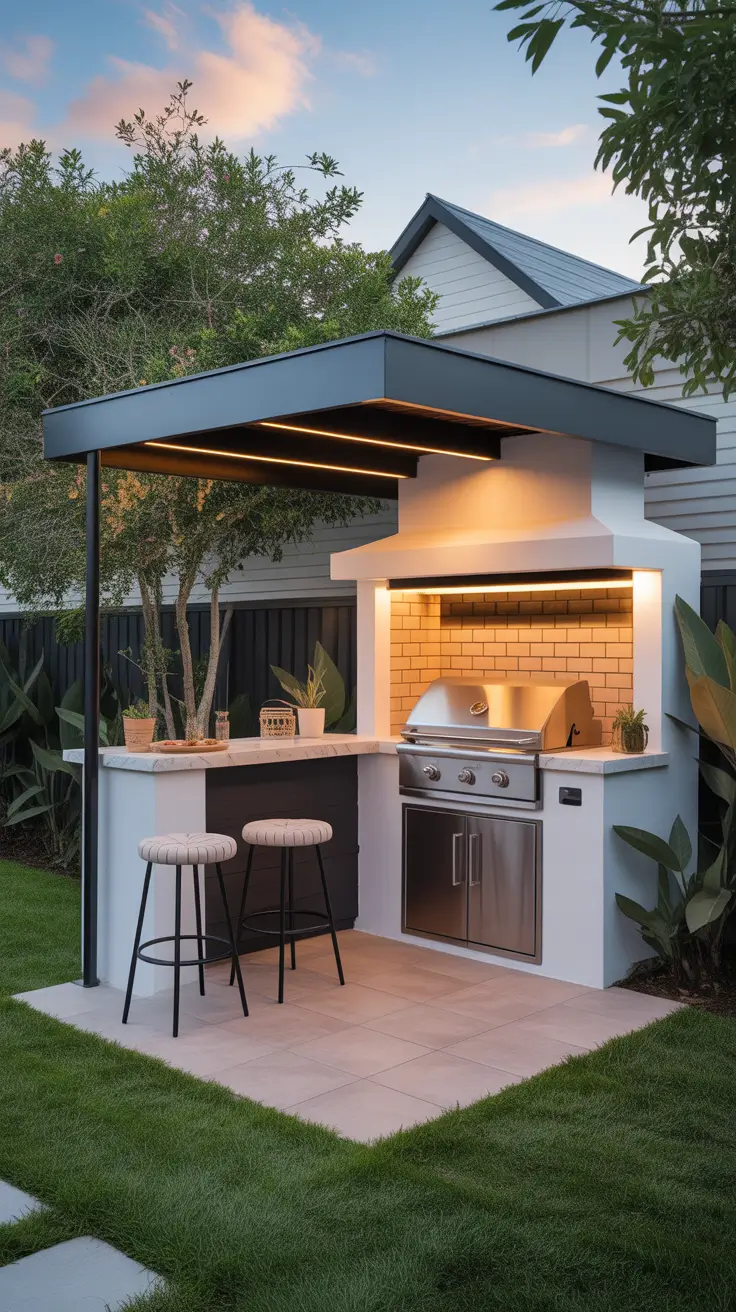 Outdoor BBQ Area With Roof 2026: Modern Covered Grill And Rooftop Ideas
