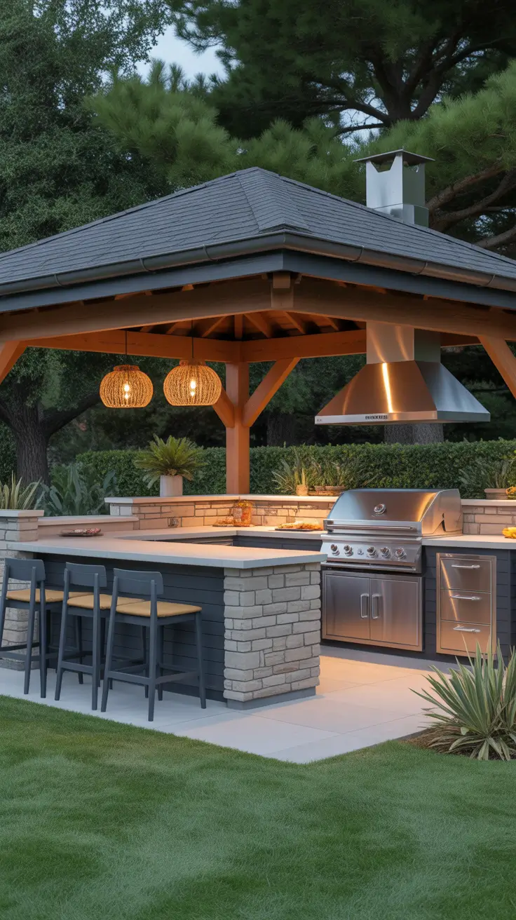 Outdoor BBQ Area With Roof 2026: Modern Covered Grill And Rooftop Ideas