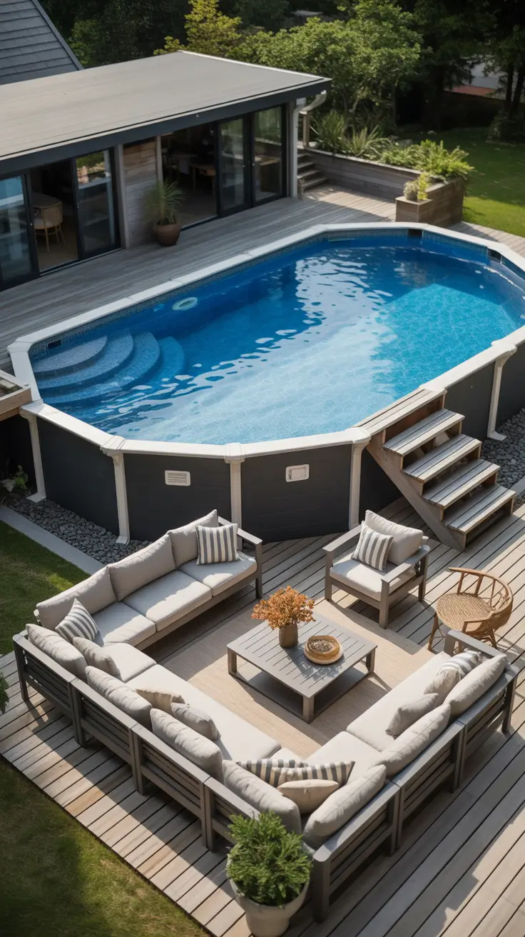 above ground pool ideas 2026 Above Ground Pool Ideas With Large Deck For Outdoor Entertaining
