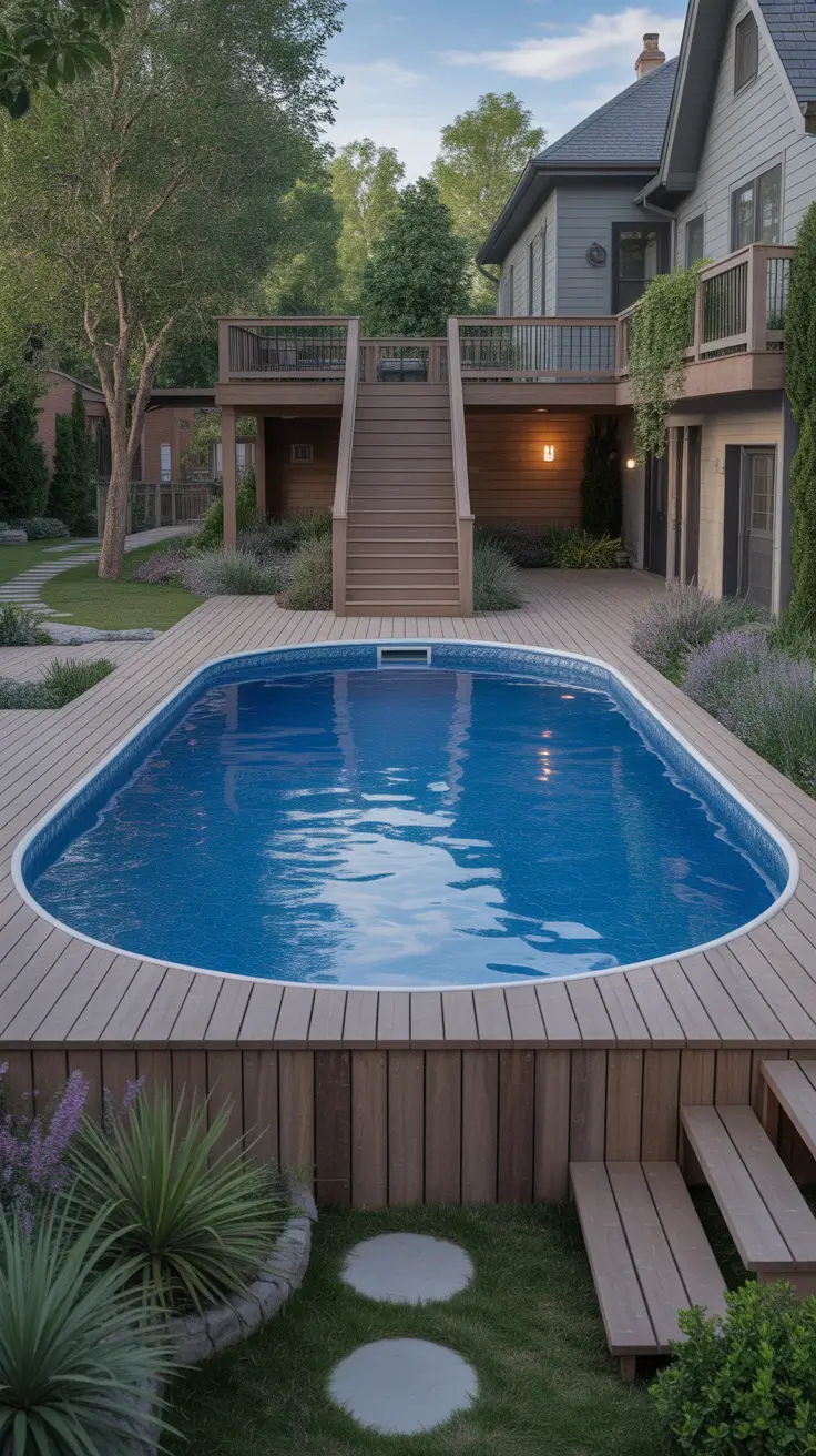 above ground pool ideas 2026 Above Ground Pool Ideas With Stairs And Deck For Easy Access