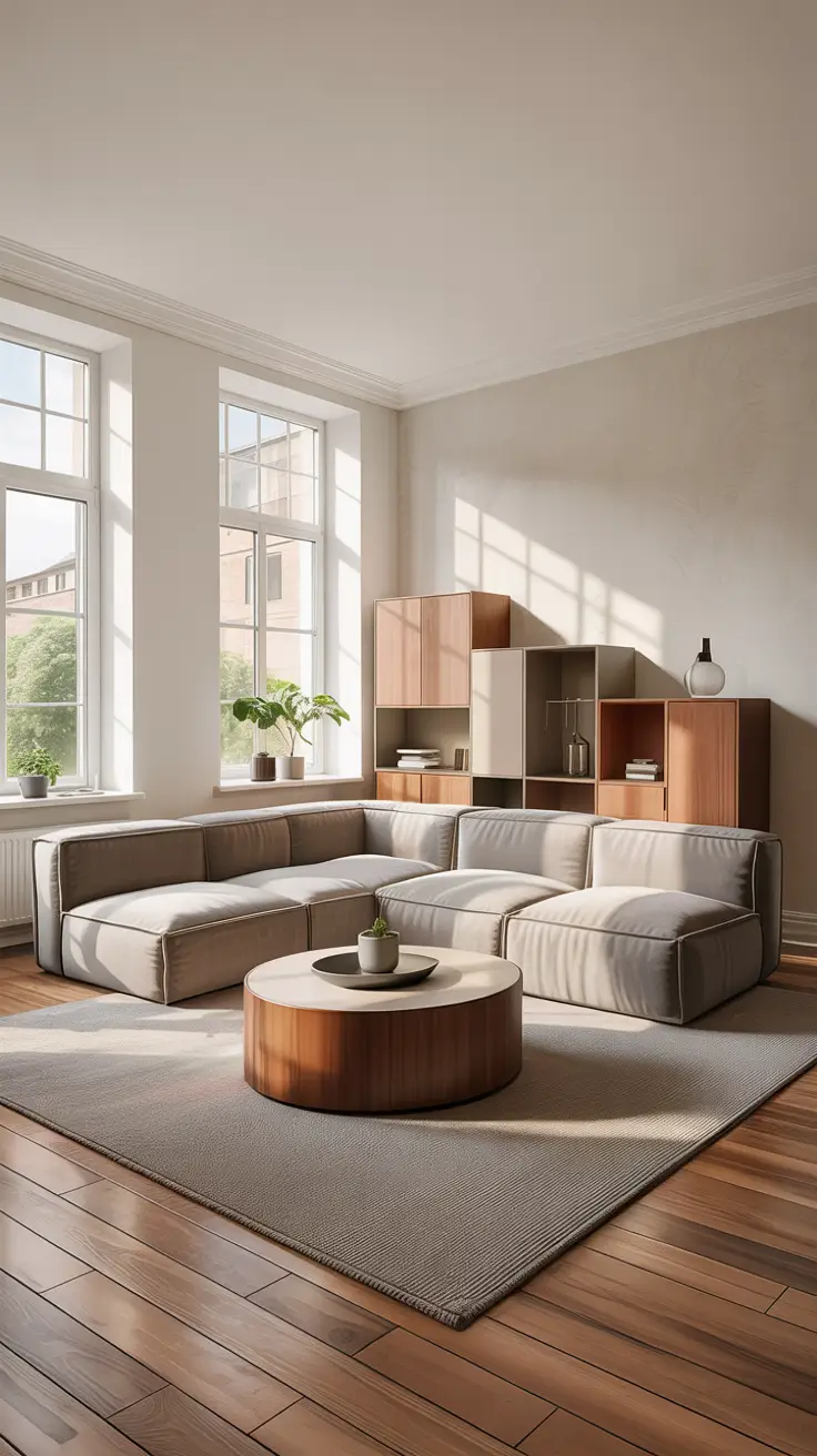 Apartment Remodel Ideas 2026 Minimalist Living Room With Warm Wood Accents