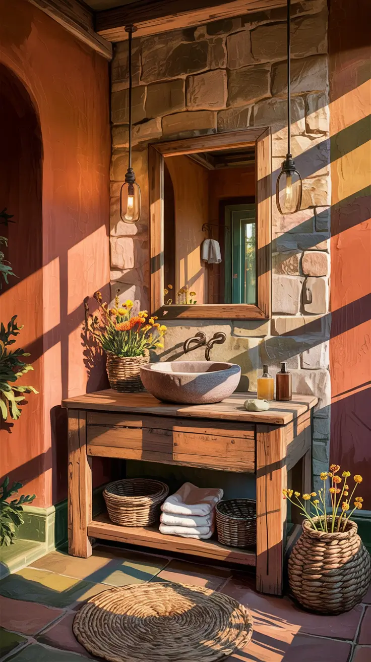 Bathroom Sink Decor Ideas Rustic Bathroom Sink Decor Ideas With Natural Warmth