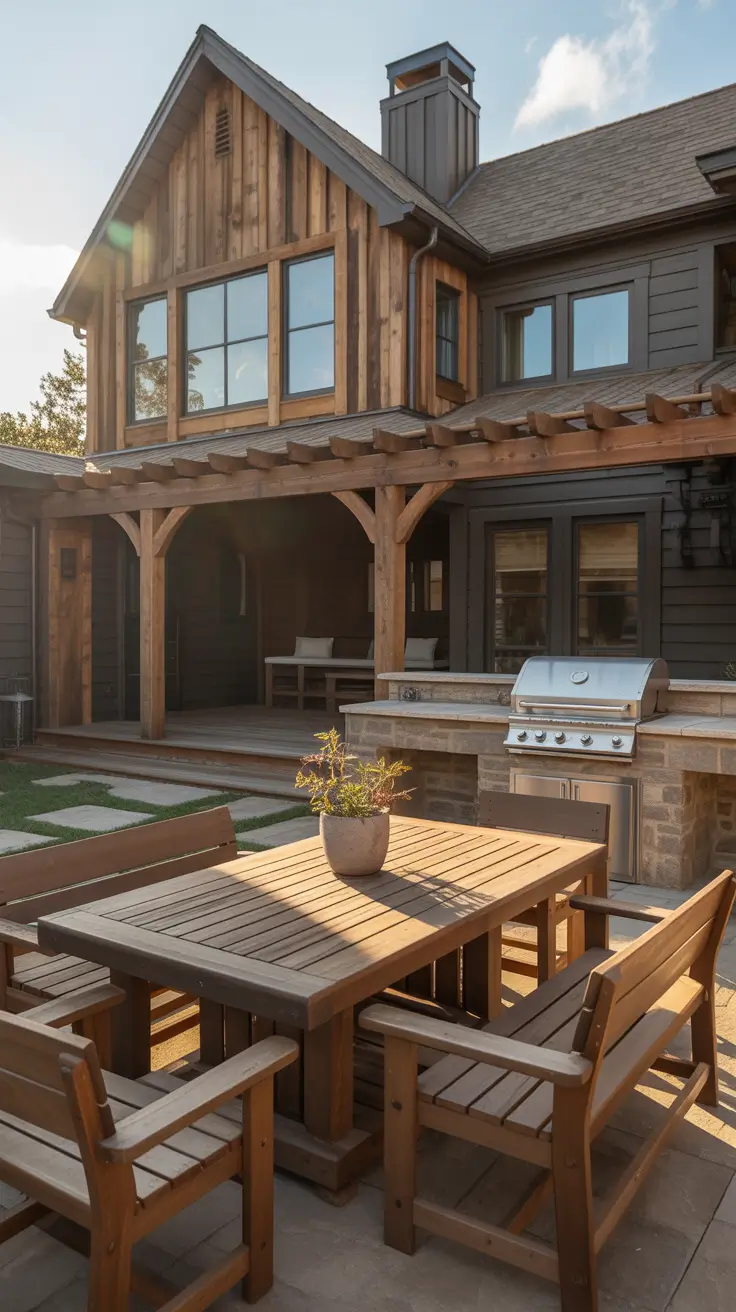 bbq patio ideas 2026 Bbq Patio Ideas Backyards Featuring Rustic Wood Accents