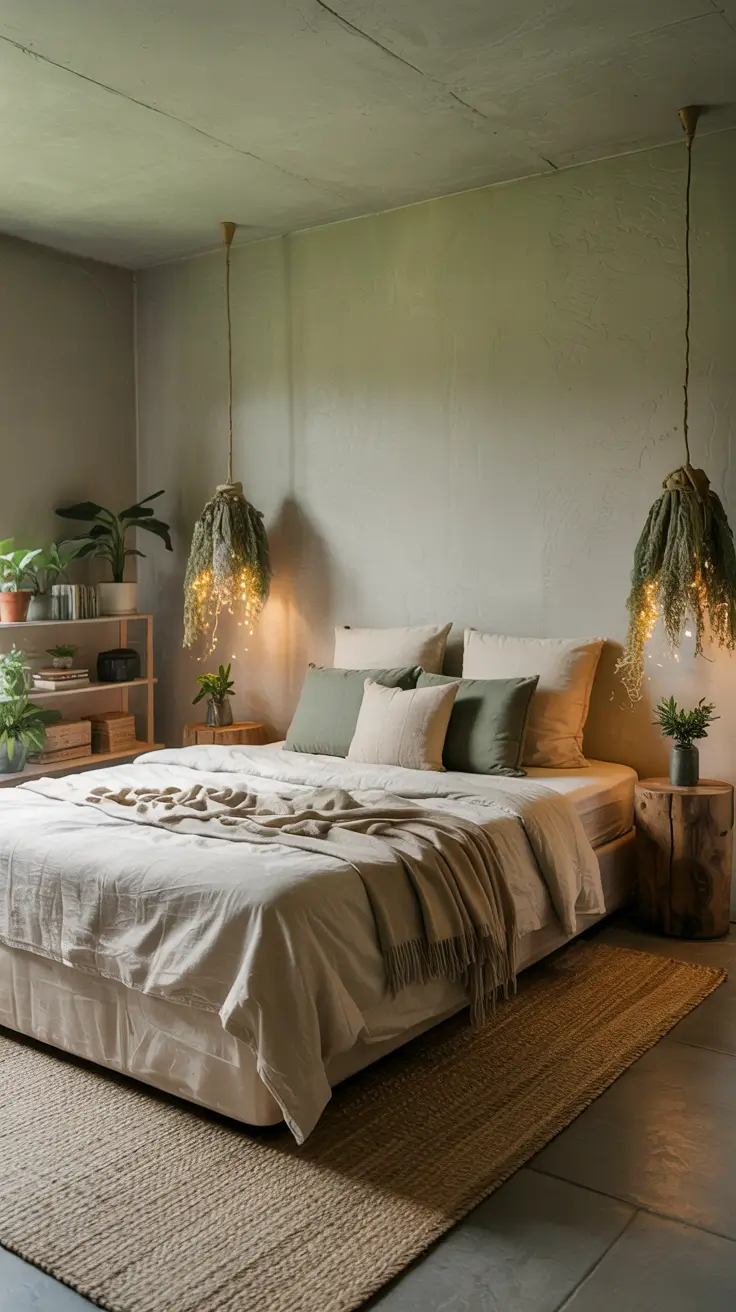 bedroom lamp ideas 2026 18 — Natural Boho Bedroom Lamp Ideas With Hanging Texture