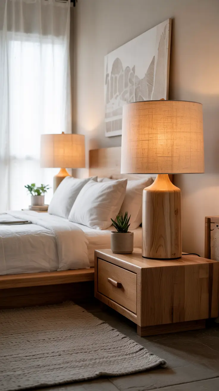 bedroom lamp ideas 2026 24 — Scandinavian Bedroom Lamp Ideas With Natural Wood Texture