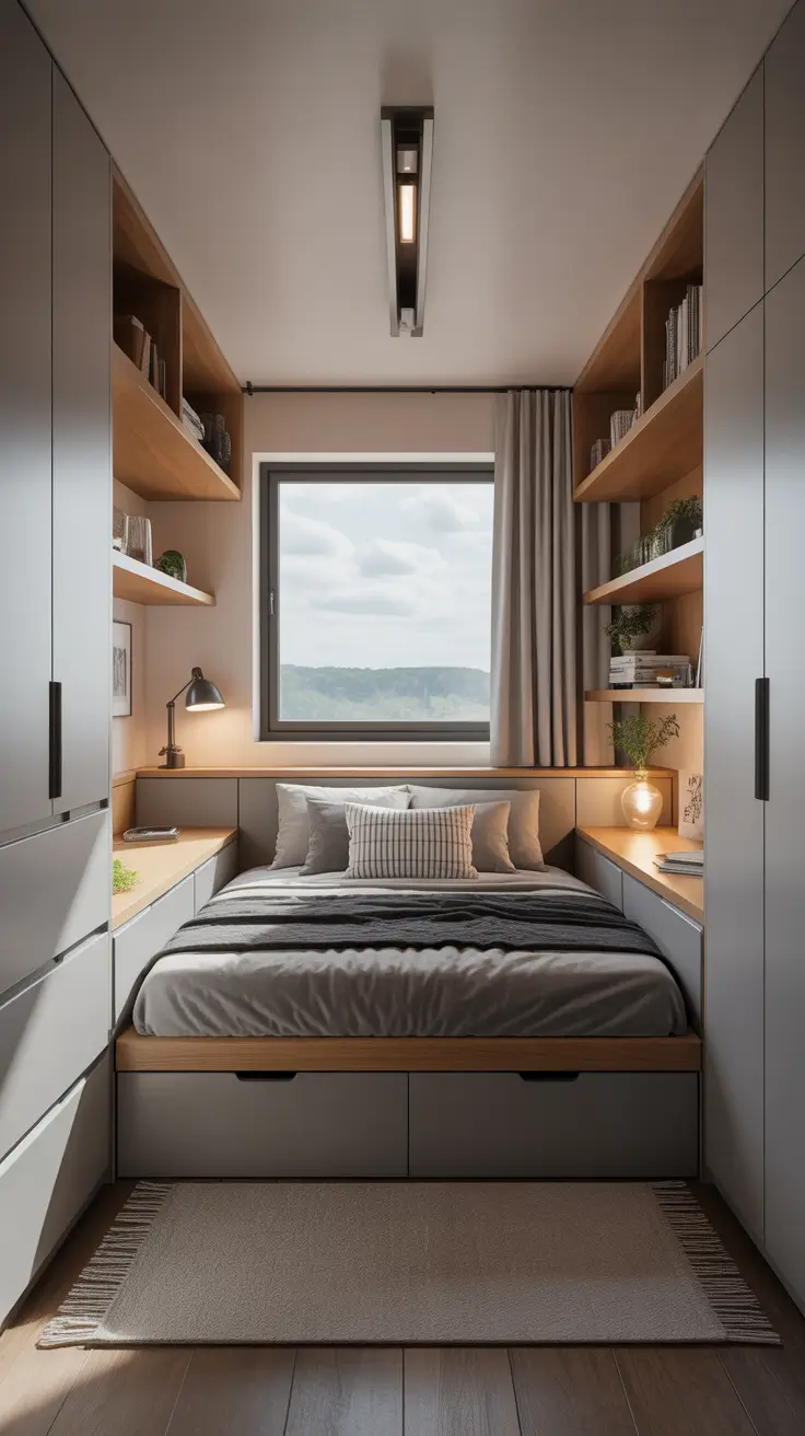 bedroom remodel ideas 2026 Small Room Built-In Storage Wall Designs