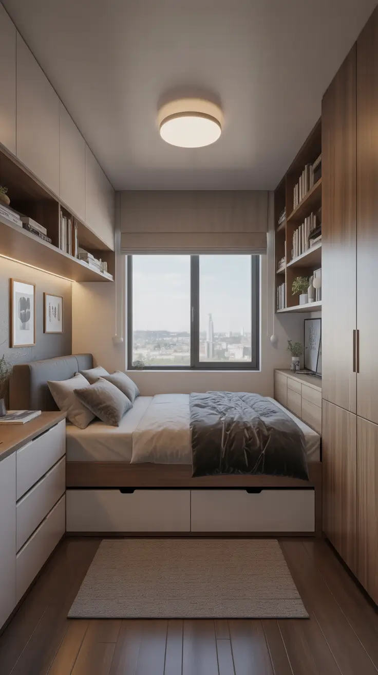 bedroom remodel ideas 2026 Small Room Built-In Storage Wall Designs