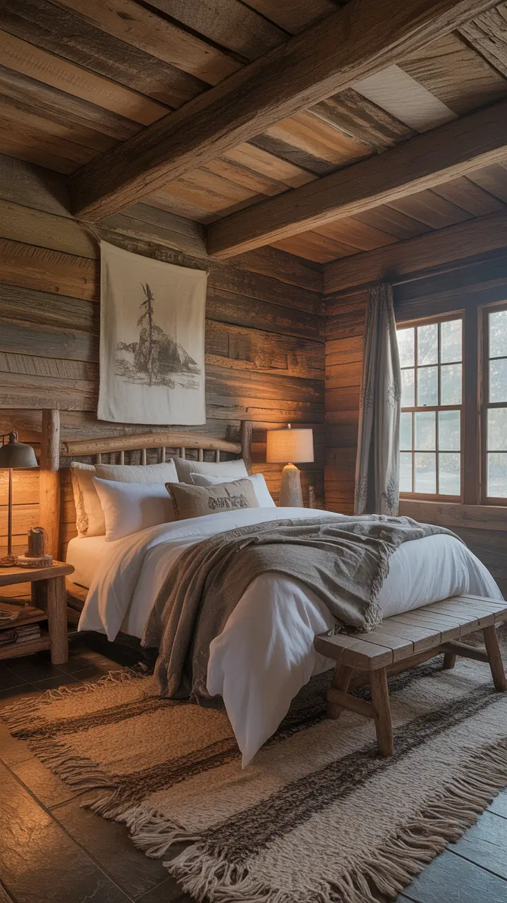 bedroom remodel ideas 2026 Rustic Cabin Bedrooms With Dark Wood And Warm Layers