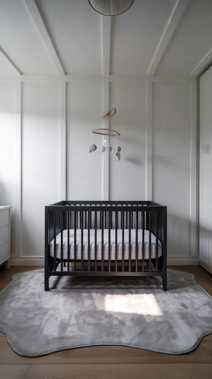 boys nursery ideas 2026 10 — Boys Nursery Ideas Black Crib Styled With Modern Contrast