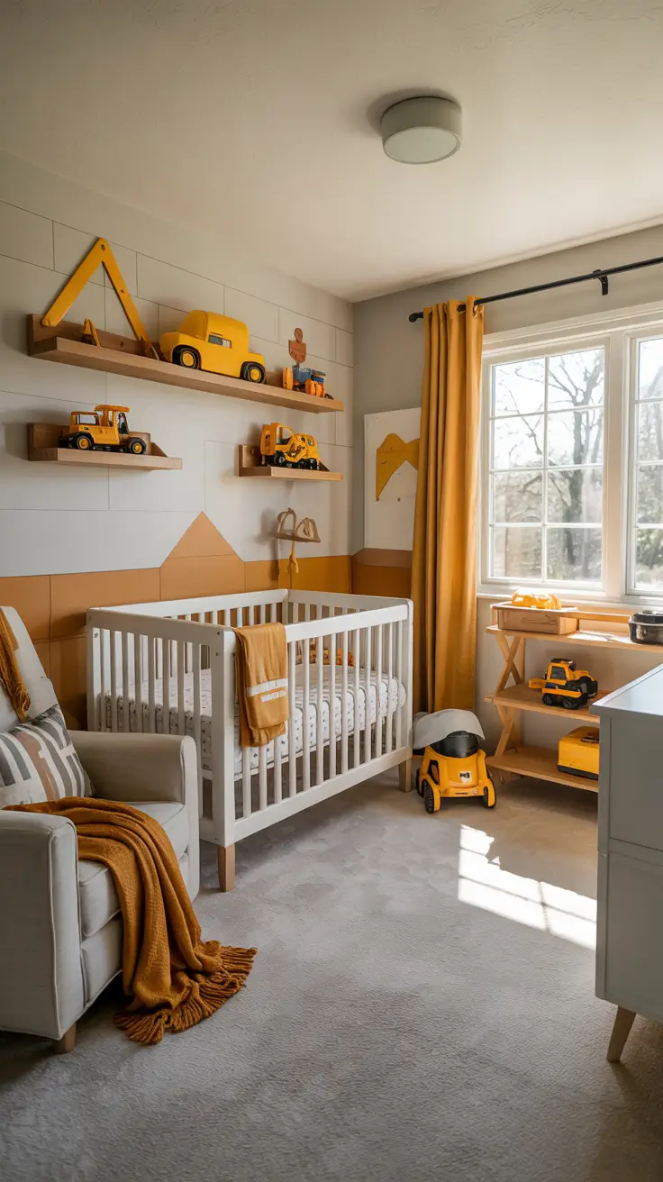 boys nursery ideas 2026 13 — Construction Themed Boys Nursery Ideas With Upcycled Decor