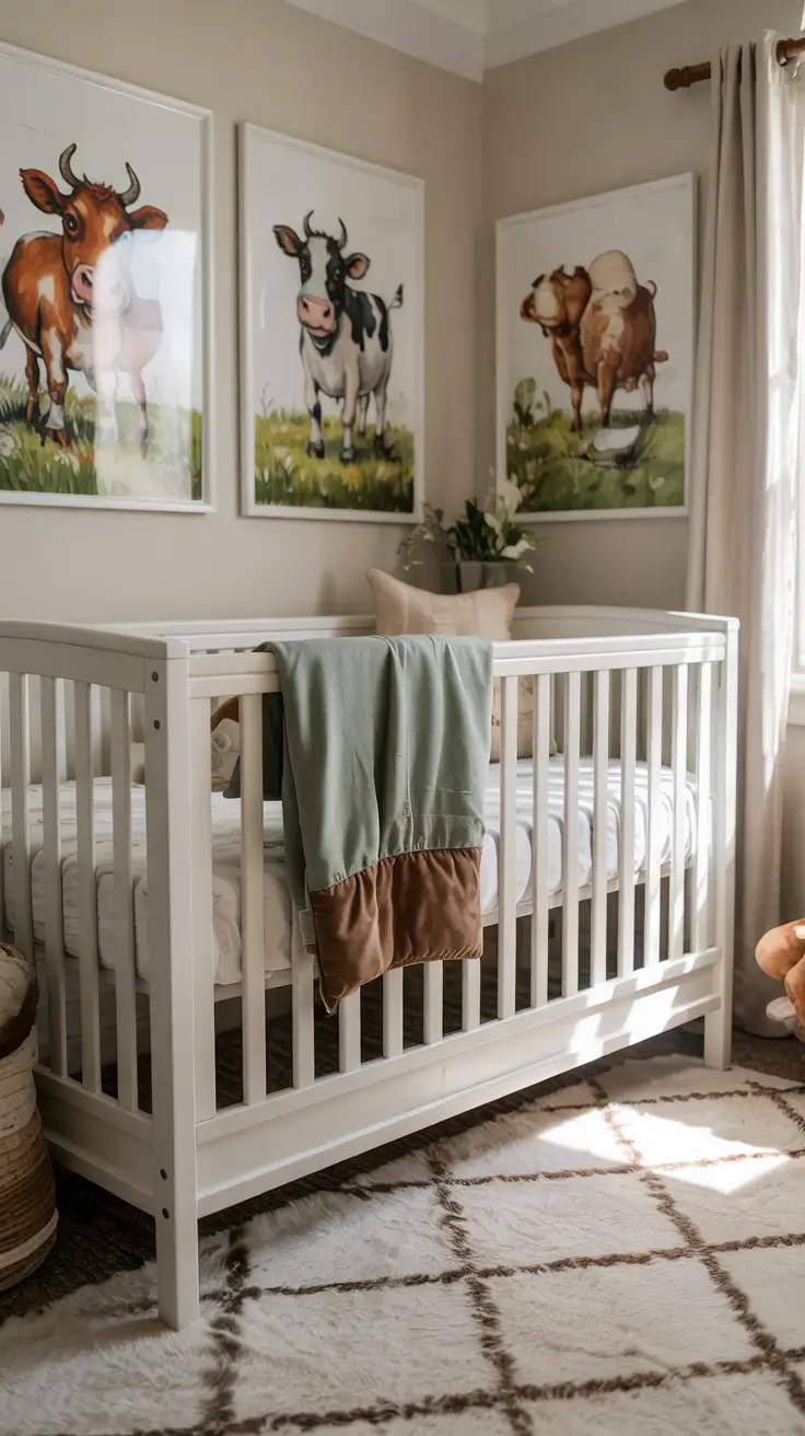 boys nursery ideas 2026 08 — Boys Nursery Ideas Animals Showcasing Farm Animals And Cow Art