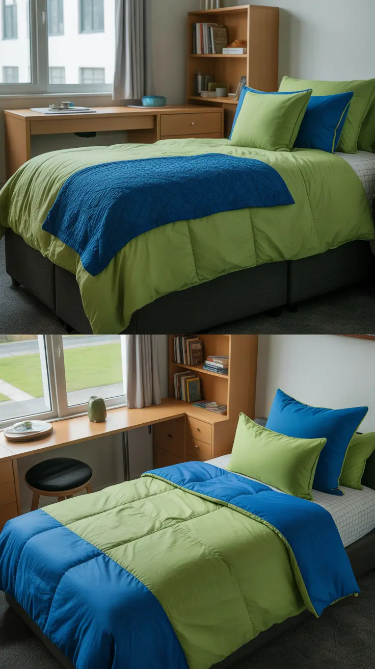 college dorm room ideas 2026 Green And Blue College Dorm Room Ideas Cozy