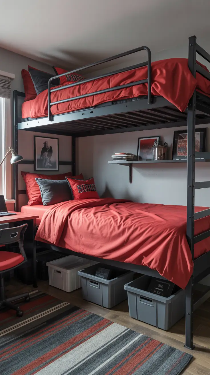 college dorm room ideas 2026 Red And Black College Dorm Room Ideas For Guys