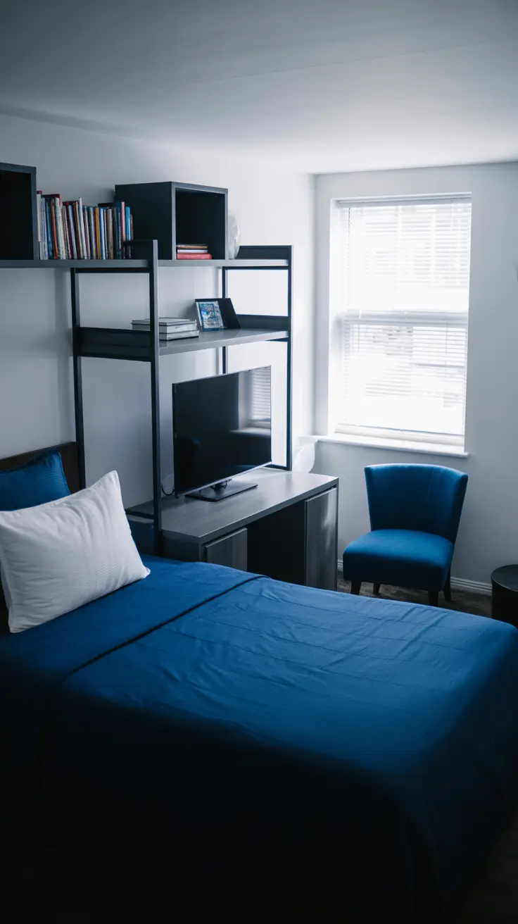 college dorm room ideas 2026 College Dorm Room Ideas For Guys Cozy Blue And Black Vibes