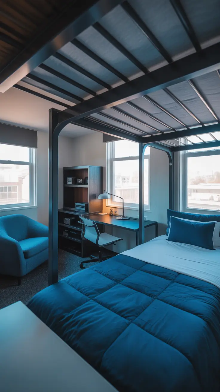 college dorm room ideas 2026 College Dorm Room Ideas For Guys Cozy Blue And Black Vibes