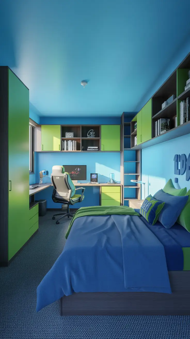 college dorm room ideas 2026 College Dorm Room Ideas Boys Blue And Green Energy
