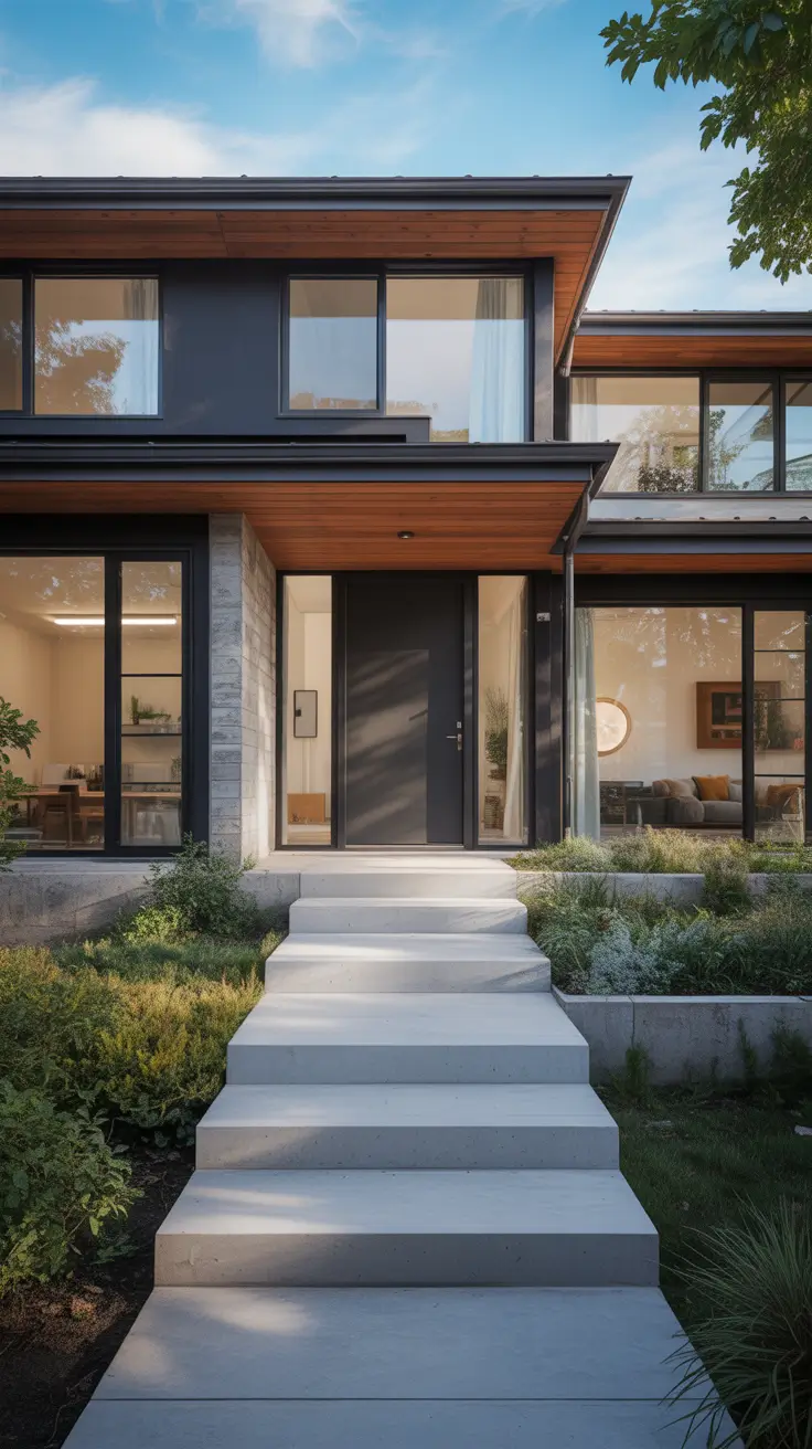 entryway remodel ideas 2026 Split Level Remodel Exterior Entryway Ideas With Clean Lines