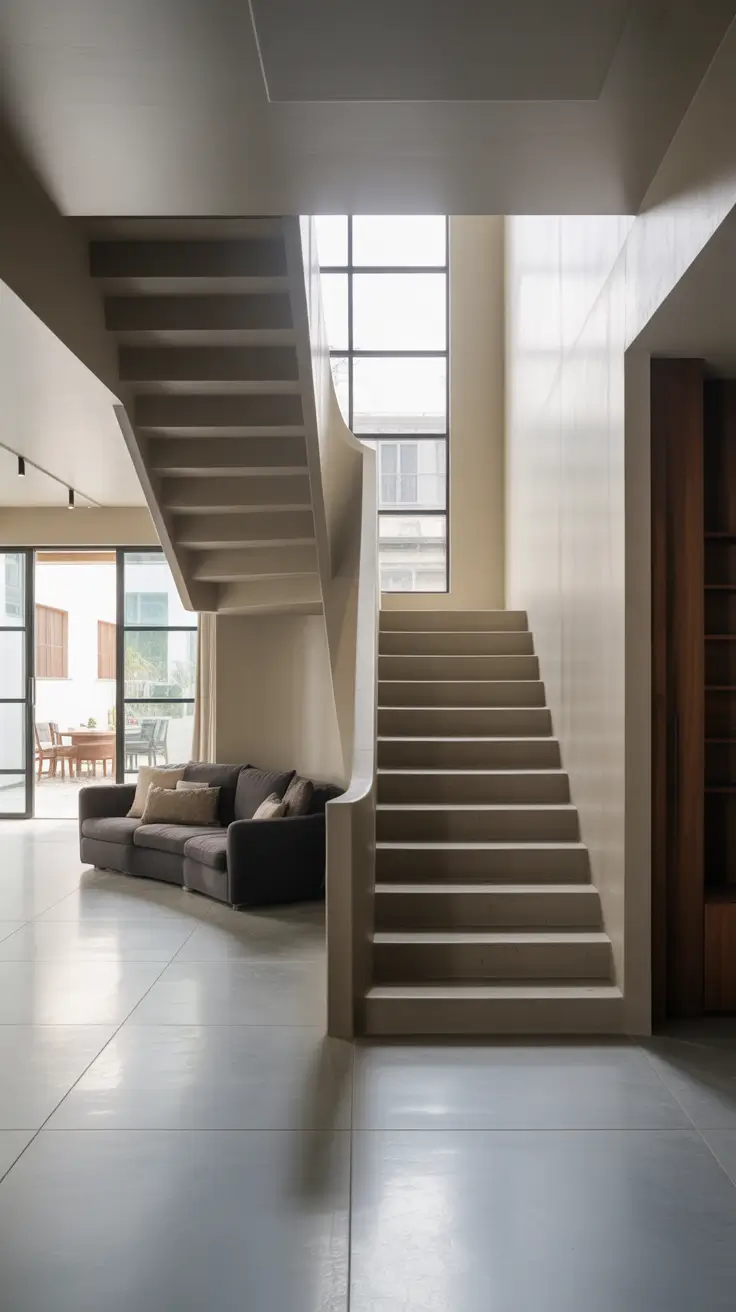 entryway remodel ideas 2026 sculptural floating staircase modern foyer