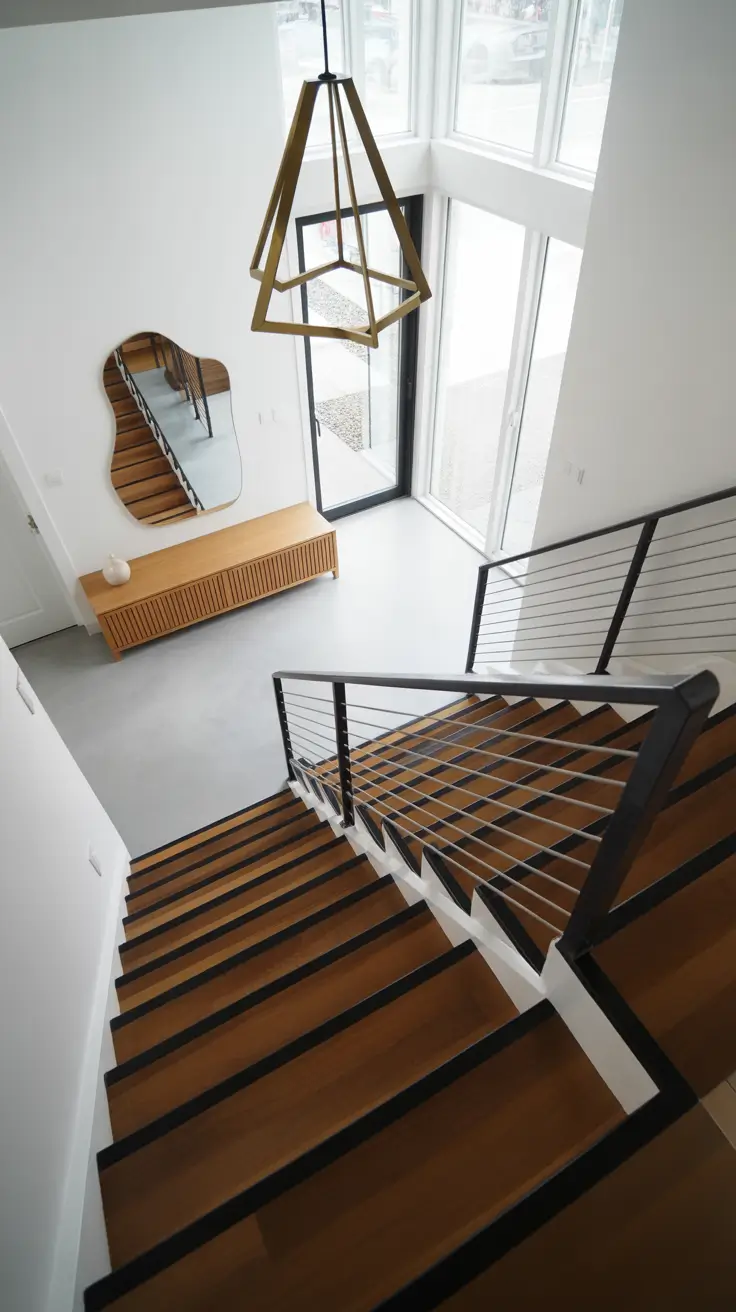 entryway remodel ideas 2026 classic staircase with white risers and dark railings
