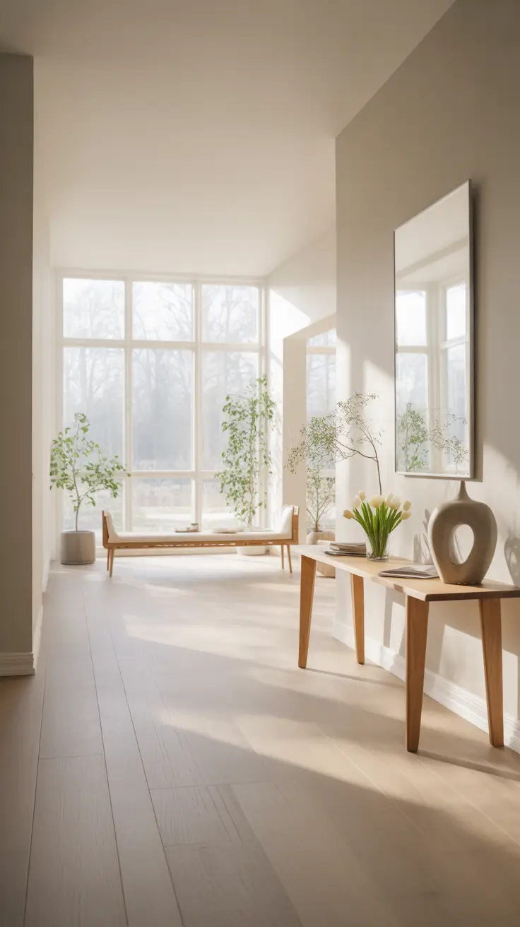 entryway remodel ideas 2026 bright minimalist entry with console table and mirror