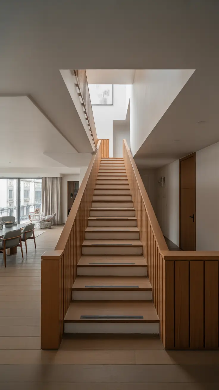 entryway remodel ideas 2026 contemporary central staircase with wood paneling