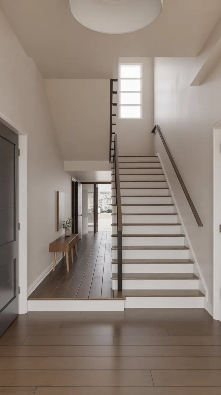 entryway remodel ideas 2026 bright stair hall with window and wood flooring