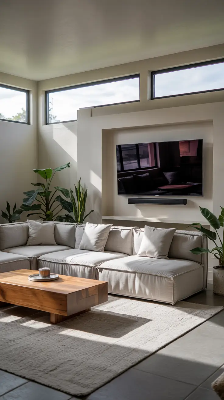 family rooms ideas 2026 24 — Modern Fireplace Family Rooms Ideas With Symmetrical Layout