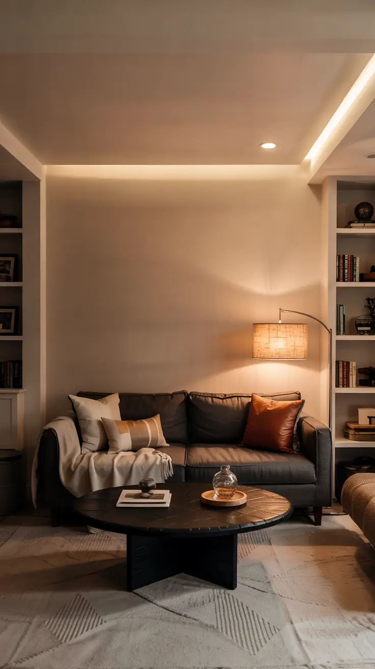 family rooms ideas 2026 25 — Moody Basement Family Rooms Ideas Cozy With Layered Lighting