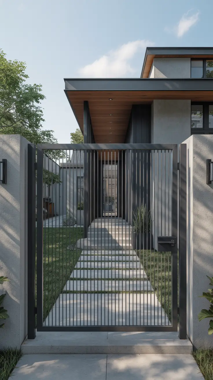 front yard gate ideas 2026 Front Yard Metal Gate Ideas With Modern Architectural Lines