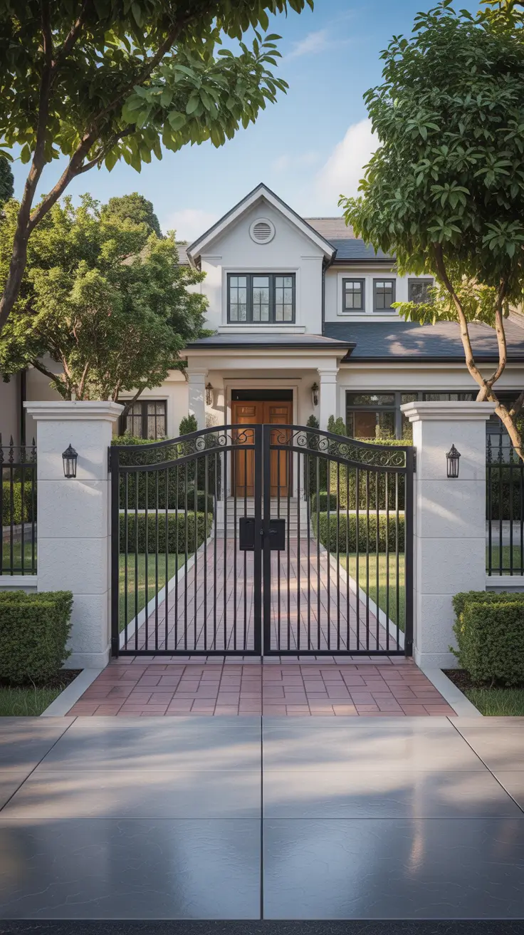 front yard gate ideas 2026 Symmetrical Driveway Gates That Create A Grand Arrival