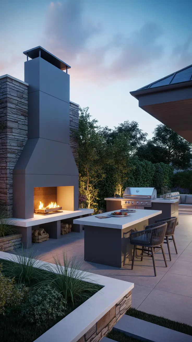garden barbecue area 2026 Barbecue Area Garden Design With Modern Outdoor Fireplaces