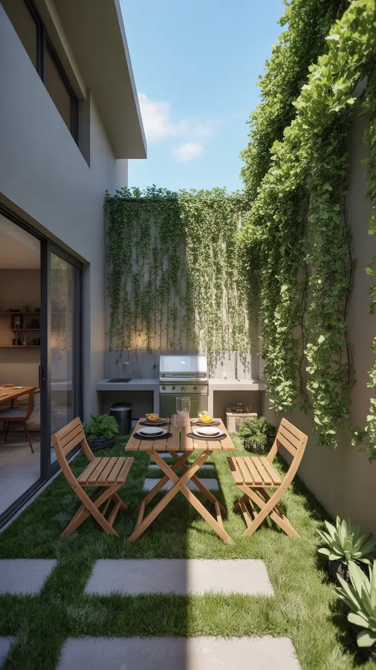 garden barbecue area 2026 Compact Garden With Barbecue Area Plan For Small Spaces