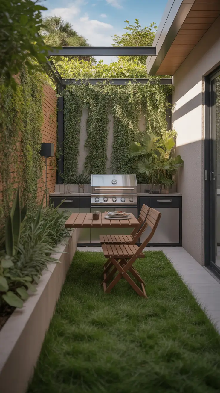 garden barbecue area 2026 Compact Garden With Barbecue Area Plan For Small Spaces