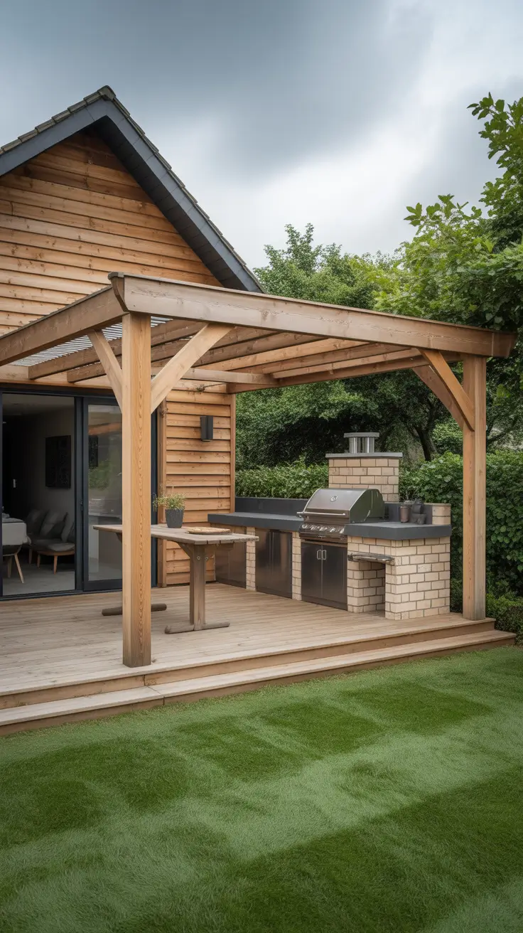 garden barbecue area 2026 Timber Deck Garden Barbecue Area Attached To The House