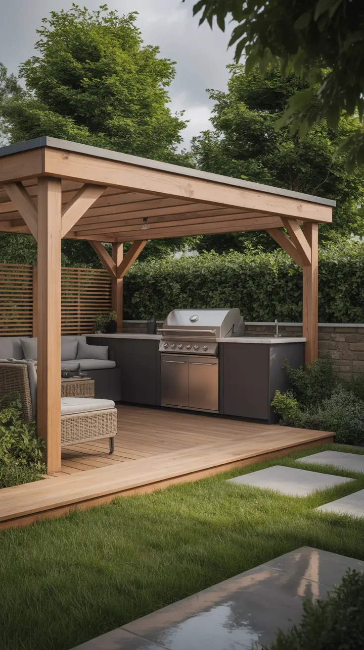 garden barbecue area 2026 Timber Deck Garden Barbecue Area Attached To The House