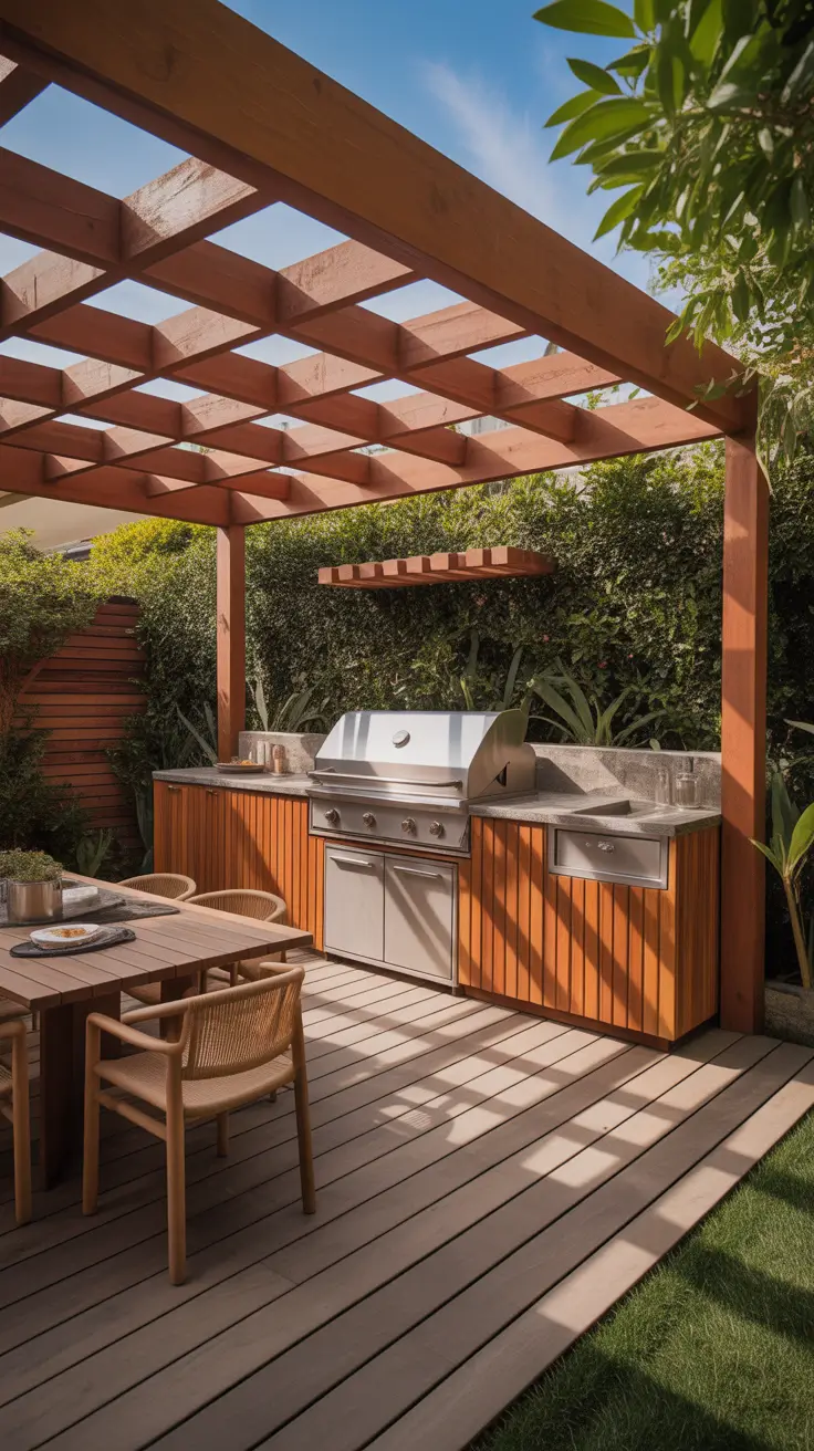 garden barbecue area 2026 Garden Barbecue Area Wood Features For Natural Warmth