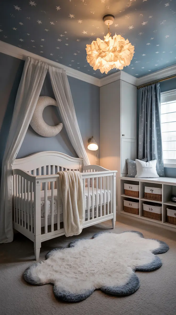 girls nursery ideas 2026 Girls Nursery Ideas Blue With Dreamy Nighttime Mood
