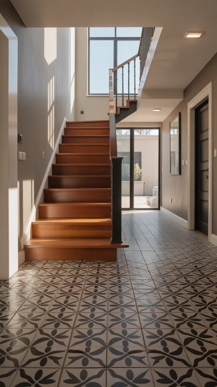 hallway remodel ideas 2026 Hallway Remodel Ideas 2026 With Patterned Tile Floors And Staircase Focus