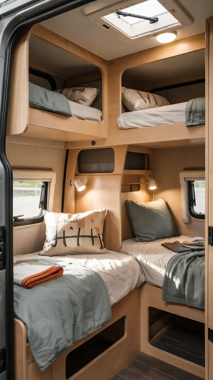 rv bunkhouse remodel kids room with custom sleeping nooks