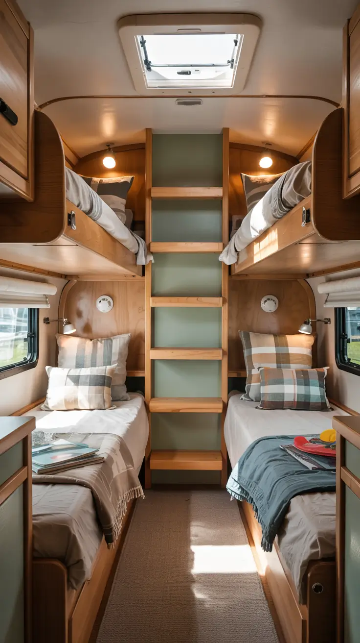 rv bunkhouse remodel kids room with custom sleeping nooks