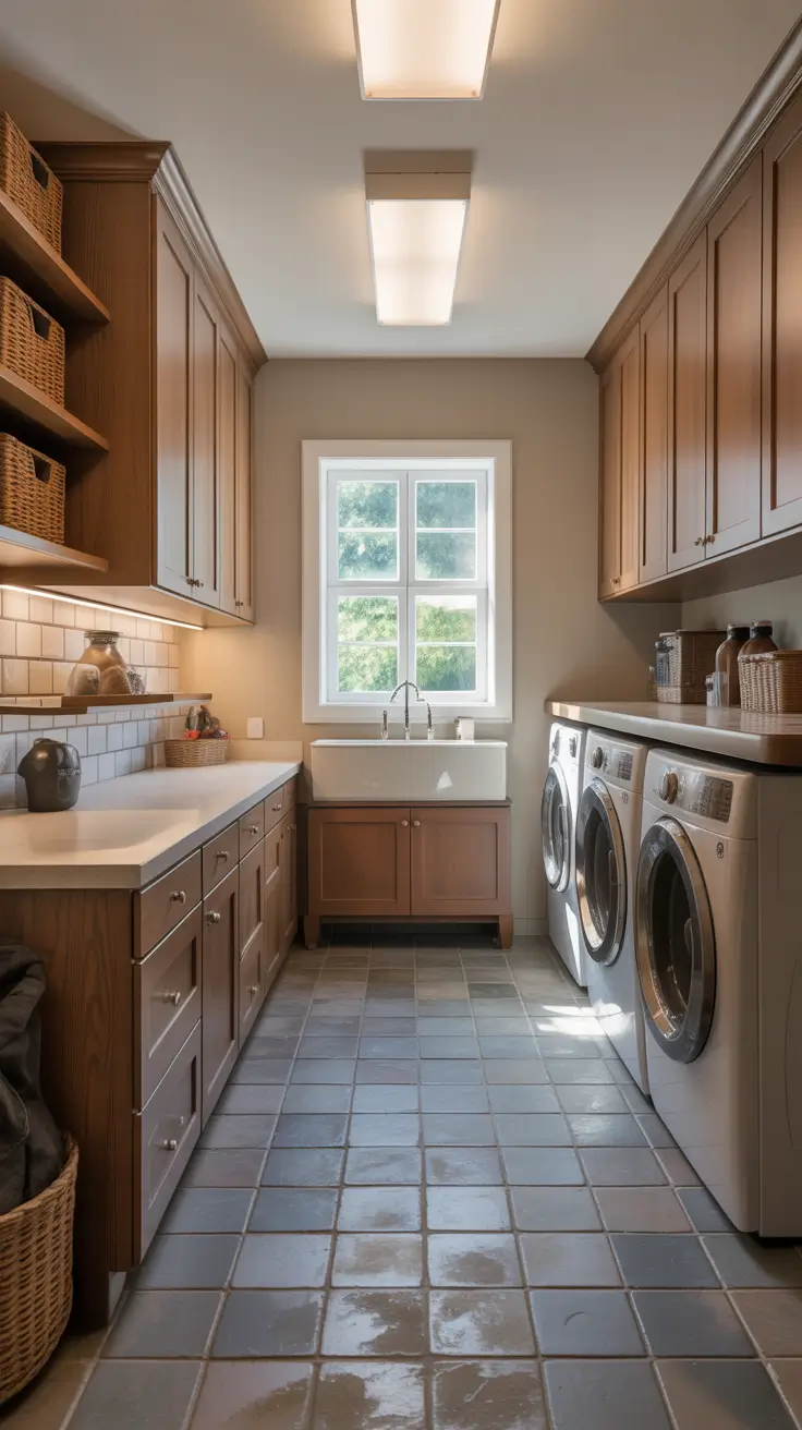laundry room remodel ideas 2026 Bathroom/Laundry Room Remodel Ideas With Light Tile And Warm Wood Details