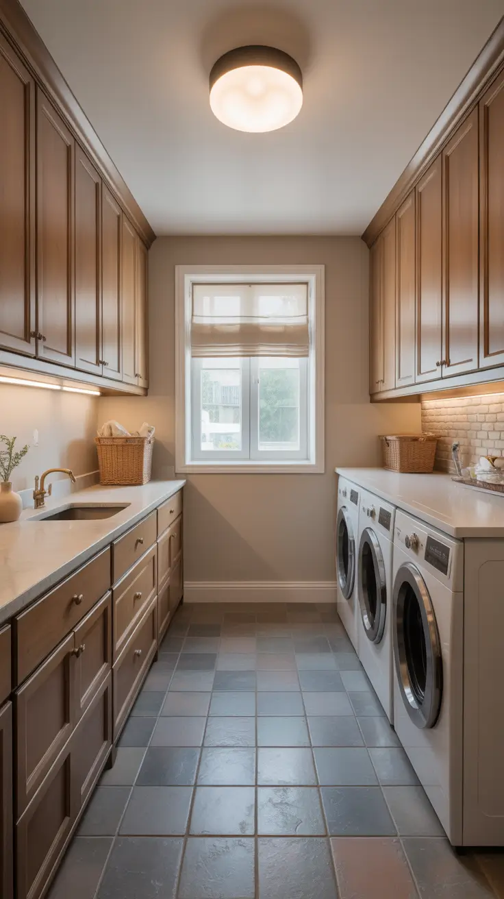 laundry room remodel ideas 2026 Bathroom/Laundry Room Remodel Ideas With Light Tile And Warm Wood Details