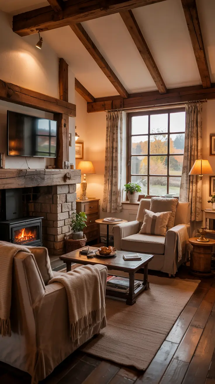 Living Room Tv Wall Ideas Cottage Style With Rustic Character